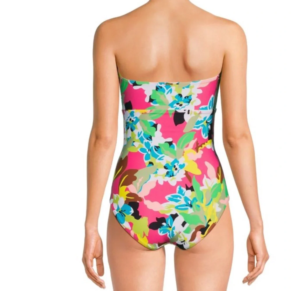 NWT Anne Cole Floral Sweetheart Ruched One Piece Swimsuit size 6